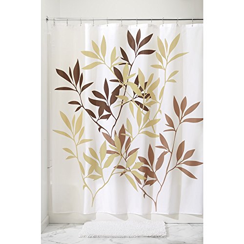 InterDesign Leaves Stall Shower Curtain, Brown, 54-Inch by 78-Inch