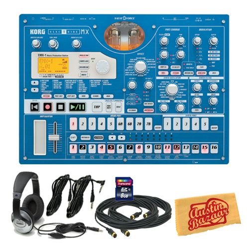 Korg EMX1SD Electribe Music Production Station Bundle with 8 GB SD Card, Two 10-Foot MIDI Cables, Two 10-Foot Instrument Cables, Headphones, and Polishing Cloth