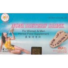 Pretty Lotus 100% Natural Caffeine Free Extra Strength Noni Dieters' Drink Herbal Tea - 20 Tea Bags (2.18 Oz) -- Buy 9 Get 10th Free!
