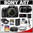 Sony Alpha SLT-A57 Translucent Mirror Technology Digital SLR Camera Body & 18-55mm Lens with 70-300mm Lens + 32GB Card + Battery + Filters + Case + Tripod + Remote + Tele/Wide-Angle Lens Kit