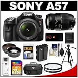 Sony Alpha SLT-A57 Translucent Mirror Technology Digital SLR Camera Body & 18-55mm Lens with 70-300mm Lens + 32GB Card + Battery + Filters + Case + Tripod + Remote + Tele/Wide-Angle Lens Kit