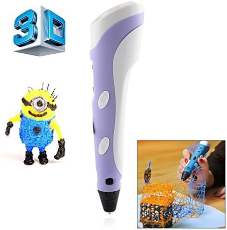 Portable 0.3" 3D Stereoscopic Drawing Pen II w/ Display Screen & AU Plug Charger - Purple + White
