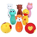 Svance Cute Animals Friends Bowling Toy Set Soft Rubber with Squeaker Toys for Kids, Toddler, Preschool, Early Children Education