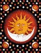Red & Black Sun & Moon Indian Bedspread, Twin Size