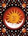 Red & Black Sun & Moon Indian Bedspread, Twin Size