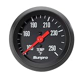 Sunpro CP8217 StyleLine Mechanical Water/Oil Temperature Gauge - Black Dial