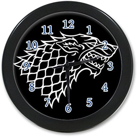 G-Store Game Of Thrones House Stark HBO Modern Decorative Arabic Numerals Round Analog Quartz Wall Clock Timekeeper Black 9.65inch