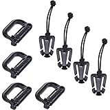 BCP Set of 4 Black Color Grimloc Locking D-Ring and TW MOLLE Web Dominators with Elastic String