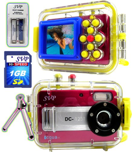 SVP Acqua DC-1231R 12MP Max. Digital Still Camera with waterproof case (1GB High Speed SD Card & Tripod & AAA Rechargeable Set Included)
