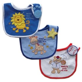 Luvable Friends 3-Pack Side-Closure, Applique & Embroidery Baby Bibs, Boy SetLuvable Friends 3-Pack Side-Closure, Applique & Embroidery Baby Bibs