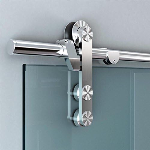Modern European Stainless Steel Glass Sliding Barn Double Door Hardware Track Set(8FT double door kit)