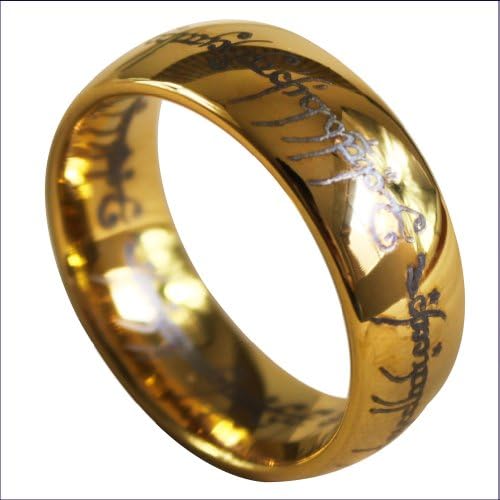8MM Tungsten Carbide bond Ring golden Frodo's Lord of Rings magic symbol CVTC026 (8)