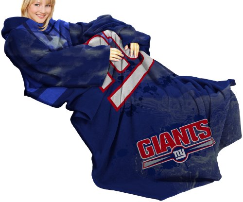 NFL New York Giants Adult Comfy Throw, Officially Licensed Blanket with Sleeves by Northwest, 