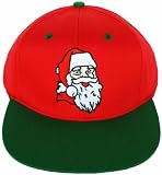 Christmas Santa Claus Two Tone Red/Green Basic Logo Plastic Snapback Adjustable Hat