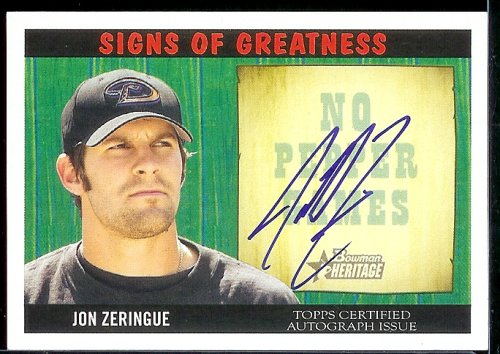 2005 Bowman Heritage Signs of Greatness Jon Zeringue Autograph Trading Card! Arizona Diamondbacks Baseball Card - Mint Condition - Shipped In Protective ScrewDown Case!