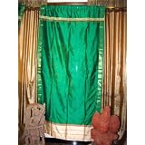 2 Green Gold Bead India Sari Curtains Drape Panel 84 Tabs by mogulinterior