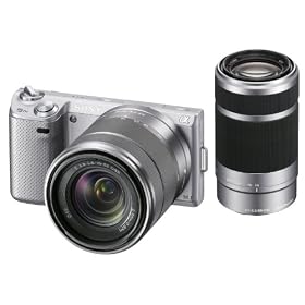 Sony NEX-5NK/S 16.1MP Compact Interchangeable Lens Digital Camera in Silver with 18-55mm Lens + Sony SEL55210 E-Mount 55-210mm F4.5-6.3 Lens