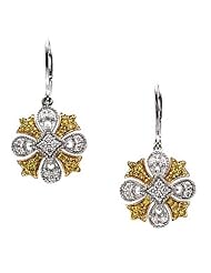 14K Two-Tone Gold Natural Yellow and White Diamond Earrings - 0.50 Ct. -- LIFETIME WARRANTY