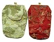 Chinese embroidered cigarette holder / pouch with snap closure with long shoulder strap set of 2 - assorted colors
