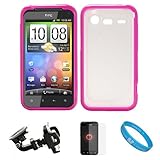 Durable Crystal Hard Case Cover with Pink Rubberized TPU Silicone Skin Edge ....