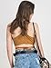 Persun Women's Camel Faux Suede Cut Out Multi Strap Tied Crop Top
