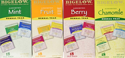 Bigelow Assorted Herb Teas - Pack of 72 Tea Bags - Mint, Fruit, Berry, Chamomile