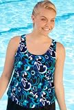 Chlorine Resistant! Beach Belle® Polynesian Blue Plus Size Racerback Tankini Top - Women's Swimwear Plus Size Swimsuit