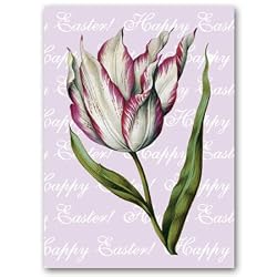 Happy Easter with Tulipa 19 - 5" x 7" Vellum Overlay Easter Greeting Card