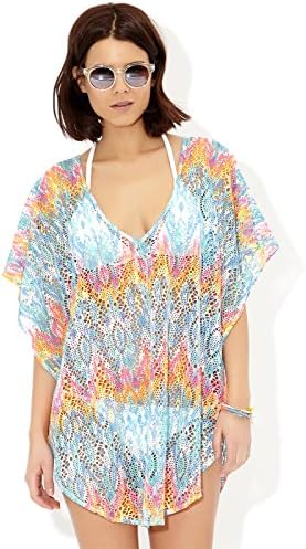 Accessorize Womens Ibiza Wave Print Lace Poncho