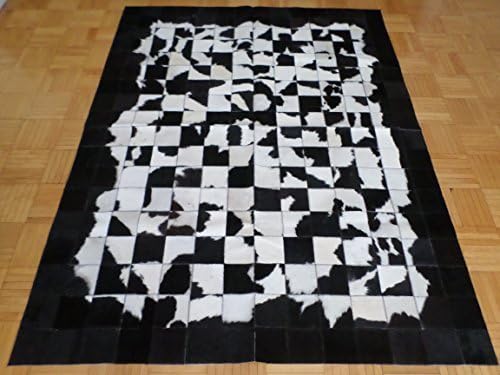 Natural Cowhide Area Rug Mosaic Patchwork Black/White 70 x 55 Inches (180 x 140cm) by Rug Makers