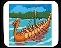 Decorated Mouse Pad with Denmarkk, rowboat, stream, Europe, sailing, tribal, water, transport, Vikings, river, canoe, "war boat", antique