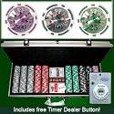 500 Casino Grade Ben Franklin 14 gram Poker Chips w/ Free Timer Dealer Button. Premium Composite Clay Poker Chips, Includes Aluminum Case.