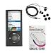 GTMax Black Durable Rubberized Snap on Crystal Cover Case + Black Soft Gel 3.5mm Stereo Headset + LCD Screen Protector for Apple iPod Nano 16GB 8GB 5G 5th Generation