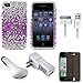 Silver with Purple Diamante Protective Crystal Case Cover for Verizon Wireless New iPhone 4 (16GB, 32GB) 4th Generation and AT&T 