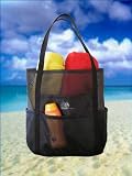 Beach & Gym Tote - Dolphin Bag - black mesh & black carabiner hook - by Saltwater Canvas