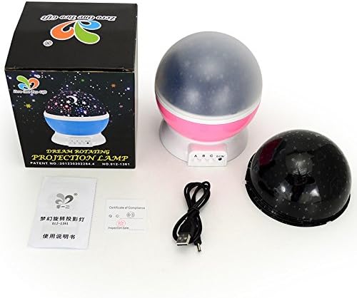 YISDEA Baby Night Light Moon Star Projector 360 Degree Rotation - 4 LED Bulbs 9 Light Color Changing With USB Cable(Get 4 Kinds of Pattern Light Board)
