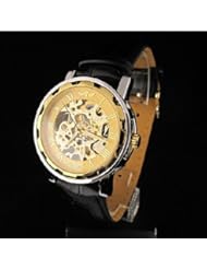 CE: TPT Classic Mens Leather Dial Skeleton Mechanical Sport Army Wrist Watch - TPT