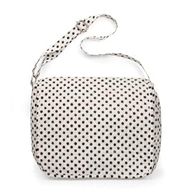Olive n Figs Quilted Messenger Bag - Black & White Polka Dots