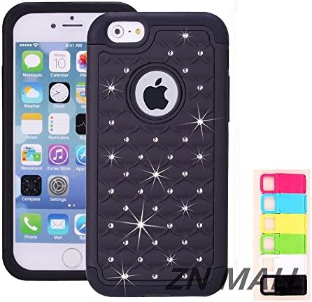 iPhone 6 Plus Case,iPhone 6S Plus Case,[Slim Fit] Studded Rhinestone Crystal Bling Dual Layer Drop Resistant Scratch Resistant Hybrid Armor Case Cover for iPhone 6 6S Plus (5.5") (Bling Black)