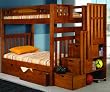 Bunk Bed Twin over Twin Mission Style in Honey with Stairway and Drawers from DONCO