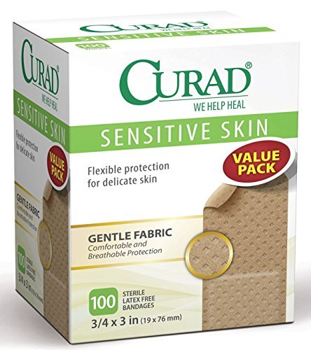 Curad Latex-free Bandages, Gente Fabric, 3/4 x 3 in., 100 count