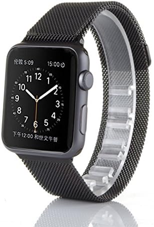 Apple Watch Band,VIITRONKER Fully Magnetic Closure Clasp Mesh Loop Milanese Stainless Steel Bracelet Strap Latest Rev Strong Magnetic Force Lock for Apple iWatch Sport & Edition 42mm - Black