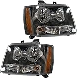 2007-2013 Chevy/Chevrolet Suburban 1500 2500 Tahoe & Avalanche Pickup Truck Headlight Headlamp Composite Halogen Front Head Light Lamp Set Pair Right Passenger AND Left Driver Side (07 2007 08 2008 09 2009 10 2010 11 2011 12 2012 13 2013)