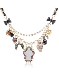 Betsey Johnson "Angel Devil" Mirror Multi-Charm Necklace, 19"