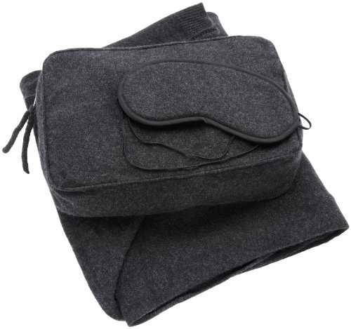 Sofia Cashmere Women's 100% Cashmere Cozy Travel Set, Charcoal, One Size On Sale