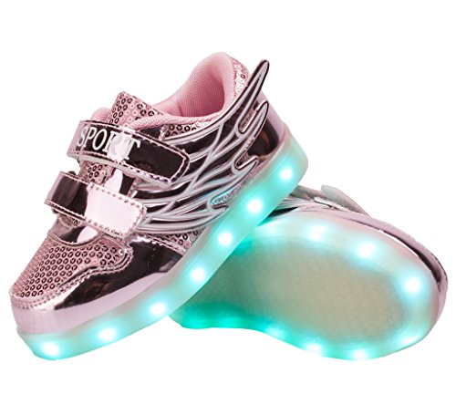KolHit Kids Winged LED Color Changing Metallic Light-Up Shoes(Toddler/Little Kid/Big Kid)