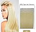 FANGYUANHAIR 16 Inches Platinum Blonde 20pcs Straight Tape in Real Human Hair Extensions (Color-60)