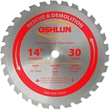 Oshlun SBR-140030 14-Inch 30 Tooth FTG Saw Blade with 1-Inch Arbor (7/8-Inch and 20mm Bushings) for Rescue and Demolition