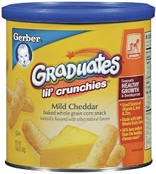 Gerber Graduates Lil' Crunchies, Mild Cheddar, 1.48-Ounce Canisters (Pack of 6)
