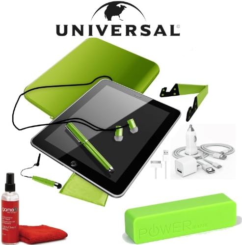 Universal 13-Piece Deluxe Universal Tablet Set for , Samsung Galaxy Tab, Note, Apple iPad Air, Mini, Amazon Kindle, Fire, HDX, Paperwhite, Google Nexus, Chromo Inc, Dell Venue, Lenovo, Dragon Touch, Matricom, Blackberry Playbook, Asus, Kurio Kids, VTech, XO, LeapFrog, Nabi, Nook HD+, Glowlight and Fits 7 to 10-Inch Netbook/Laptops (Green)